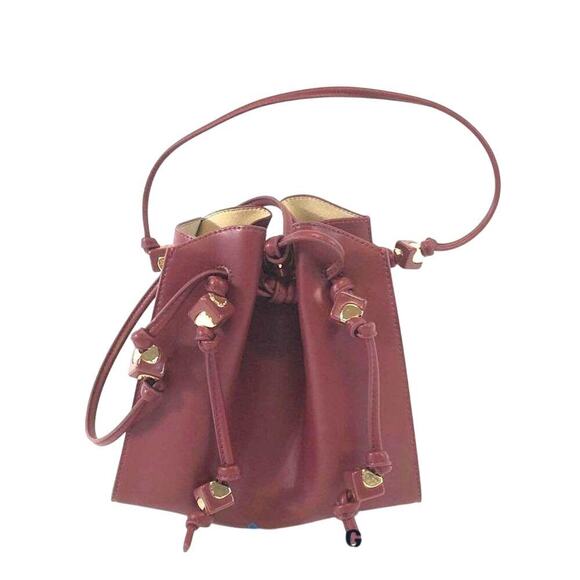 Charles & Keith Women's Maroon/Burgundy‎ Shoulder Bag W/ Drawstring - Picture 3 of 6